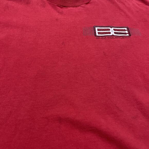VTG Y2K B.U.M. Equipment BE Logo Tee Red Metallic Grid Graphic Shirt L - Picture 2 of 13